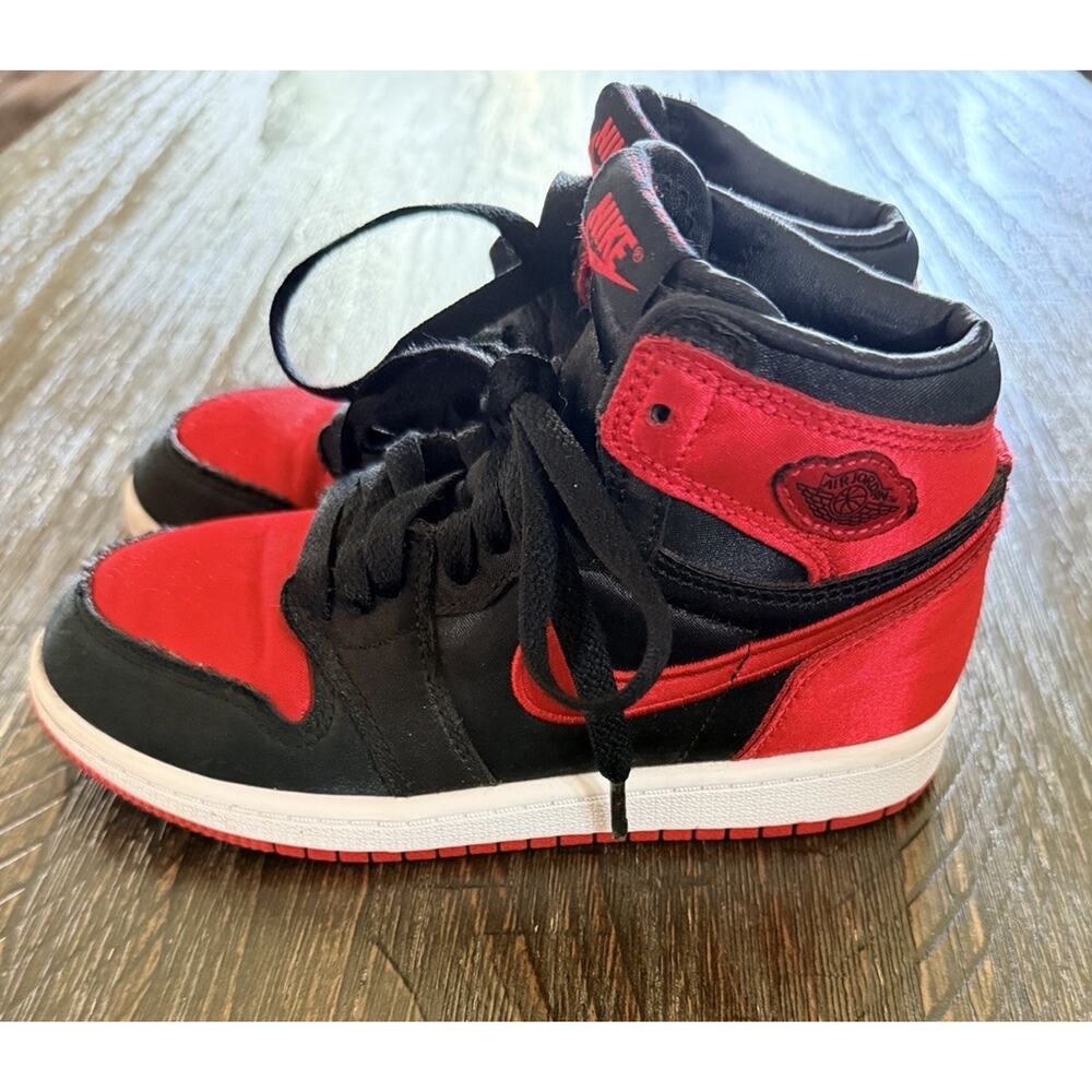Kids Air Jordan 1 Red And Black Retro OG 13C Satin Nike Sneakers Gym Shoes